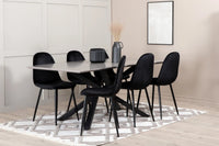 Spisegruppe Polar & Piazza 2-pakk, rektangulært spisebord 180 x 90 – svart