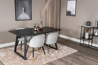 Spisestol Velvet & Inca 2-pakk – grå + Spisebord rektangulært 160 x 85 – svart