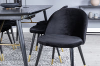 Spisegruppe Gold & Velvet 180 x 85 med 2-pakk spisestoler – svart