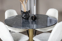 Spisestol Polar & Estelle 2-pakk + Spisebord rundt ⌀106 – hvit og mørk grå