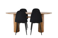 Spisestol 2-pakk Polar & Isolde + Ovalt spisebord 180 x 90 – svart og natur