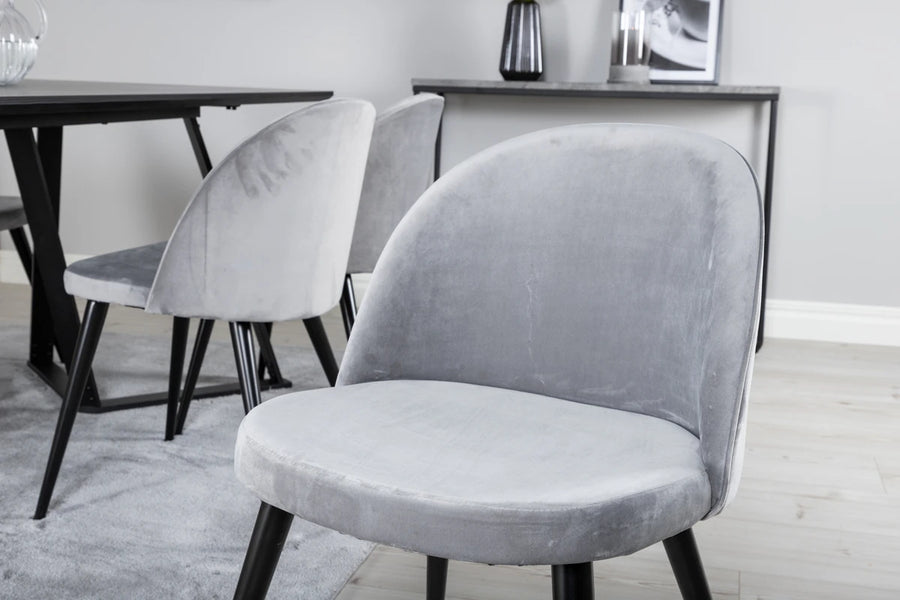 Spisegruppe Velvet & Marina 2-pakk 180 x 90 – grå og svart