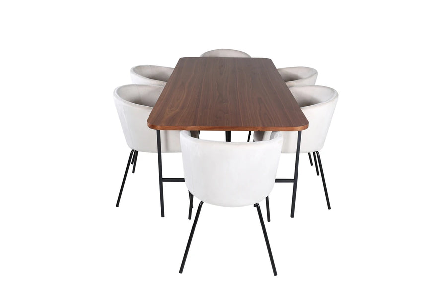 Spisegruppe Berit & Uno 200 x 90 – beige og natur