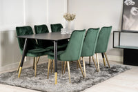 Spisegruppe rektangulært spisebord 180 x 90 + spisestol 2-pakk – svart og grønn