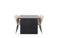 Spisestol Limhamn & Vail 2-pakk – beige + rektangulært spisebord 200 × 100 – svart