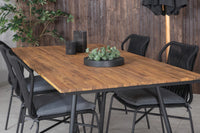 Spisestol 4-pakk – svart + rektangulært spisebord 200 × 100 – natur