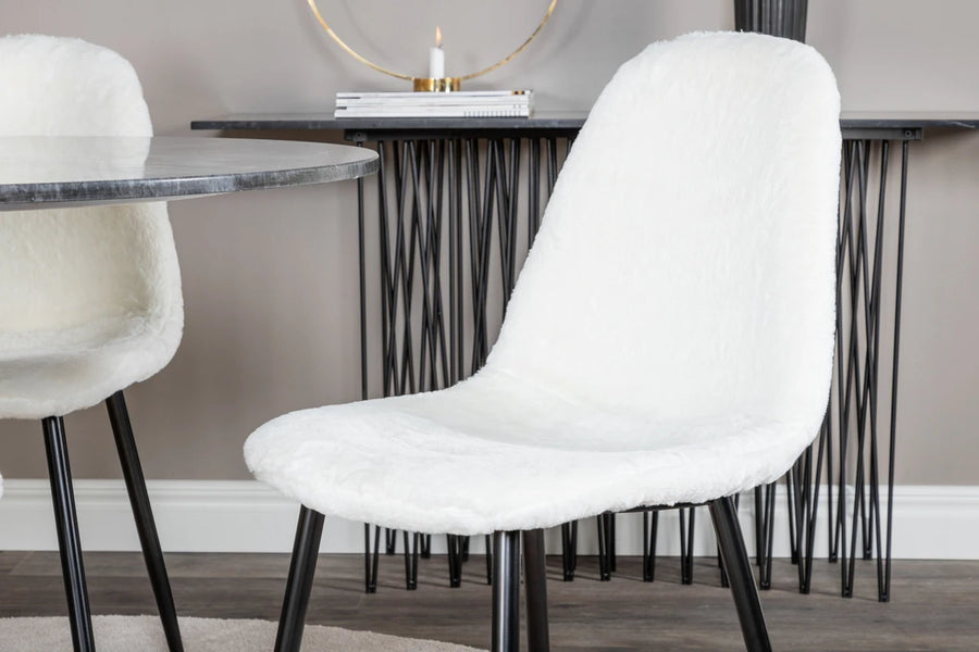 Spisestol Polar & Estelle 2-pakk + Spisebord rundt ⌀106 – hvit og mørk grå