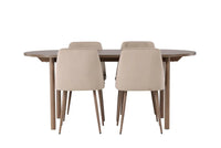 Spisegruppe oval 180 x 90 + 2-pakk spisestoler – natur og beige