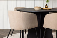 Spisegruppe Berit & Bootcut + Rundt ⌀110 – beige og svart