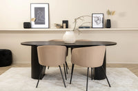 Spisegruppe Berit & Bianca + Ovalt 200 x 90 – beige og svart