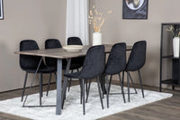 Spisestol Polar & Marina 2-pakk – svart + Rektangulært spisebord 180 x 90 – natur