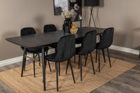Spisebord Gold & Polar rektangulært 180 x 85 + spisestol 2-pakk – svart