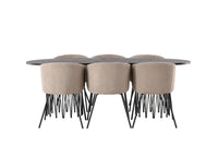 Spisegruppe oval 220 x 100 – beige og mokka