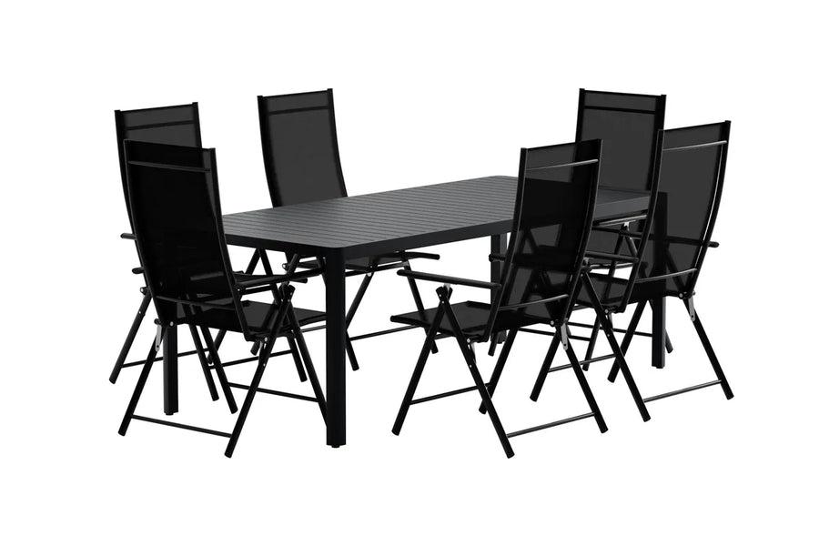 Spisegruppe Giardini & Levanzo 200 x 90 + 2-pakk spisestoler – svart