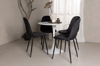 Spisestol Polar & Hamden 2-pakk – svart + Spisebord rundt ⌀80 – hvit