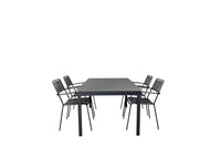 Spisegruppe Lindos 160 x 100 + 2-pakk spisestol – svart og grå
