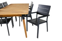 Spisegruppe Julian & Levels rektangulær 210 x 100 + spisestoler 2-pakk – natur og svart