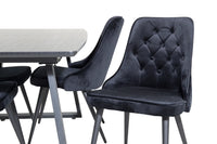 Rektangulært spisebord Inca & Velvet Deluxe 160 x 85 + spisestol 2-pakk – svart