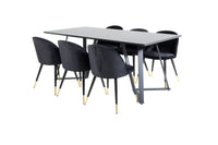 Spisegruppe Marina & Velvet 180 x 90 2-pakk – svart