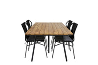 Spisestol 4-pakk – svart + rektangulært spisebord 200 × 100 – natur
