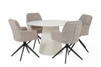 Spisestol 2-pakk brun + Rundt spisebord Ø120 – beige