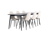 Spisestol 2-pakk – beige + Rektangulært spisebord 230 x 85 – svart