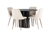 Spisebord Olivia & Night rundt ⌀110 + spisestol 2-pakk – svart og beige