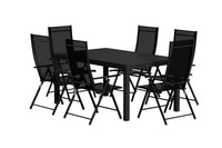 Spisebord Capo & Levanzo 160/240 x 100 + posisjonsstol 2-pakk – svart