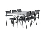 Spisestol Copacabana & Garcia 2-pakk – svart + Rektangulært spisebord 200 × 100 – grå