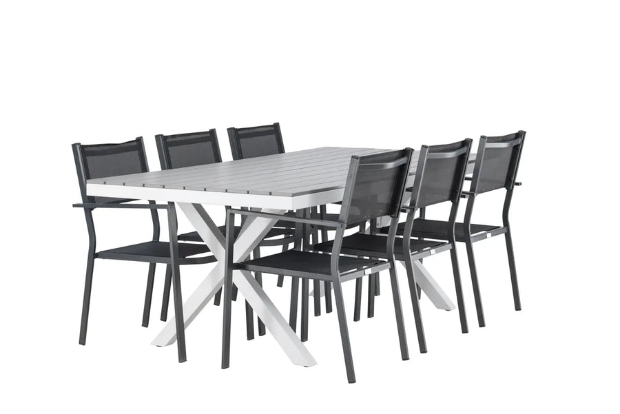Spisestol Copacabana & Garcia 2-pakk – svart + Rektangulært spisebord 200 × 100 – grå