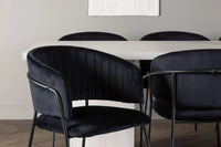 Spisestol 2-pakk Selma & Olga + rektangulært spisebord 200 x 90 – svart og hvit