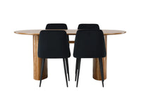 Spisestol Night & Isolde 2-pakk + Spisebord ovalt 180 x 90 – svart og natur