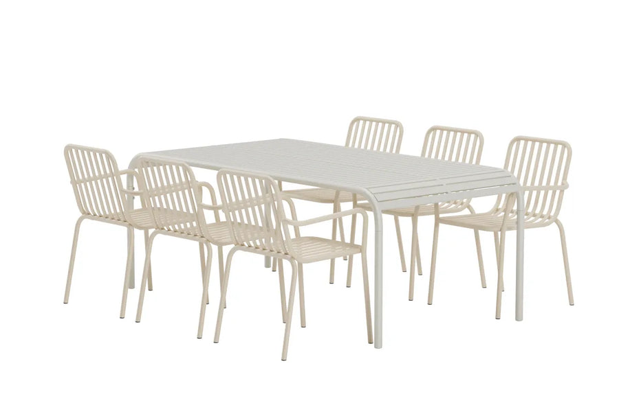 Spisestol Peking & Borneo 2-pakk + Spisebord 200 × 100 – beige