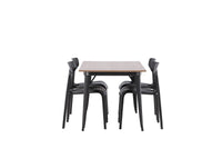 Spisegruppe Tempe & Ursholmen rektangulær 140 x 80 + spisestol 2-pakk – valnøtt og svart