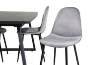Spisegruppe Polar & Inca 2-pakk + Rektangulært spisebord 160 x 85 – grå og svart