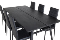 Spisegruppe Sleek & Slim 195 x 95 + spisestol 2-pakk – svart