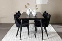 Spisestol 2-pakk + rektangulært spisebord 230 x 85 – svart
