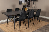 Spisebord Gold & Polar rektangulært 180 x 85 + spisestol 2-pakk – svart