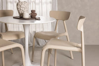 Spisestol Ursholmen & Hamden 2-pakk + Spisebord rundt ⌀80 – beige og hvit