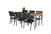 Spisestol Zenia 2-pakk – svart + Spisebord rektangulært 200 × 100 – natur