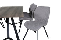 Spisegruppe Gemma & Marina 2-pakk + rektangulært spisebord 180 x 90 – grå og natur