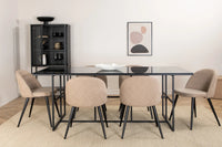 Spisegruppe rektangulær 200 x 90 + spisestol 2-pakk – svart og beige