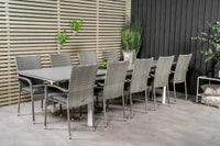 Rektangulært spisebord Levels & Anna 229 × 100 + 2-pakk spisestol – hvit og grå