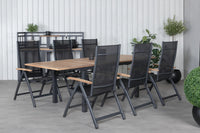 Posisjonsstol Panama 2-pakk + Rektangulært spisebord 152 x 90 – svart