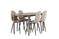 Spisestol Polar & Andy 2-pakk – beige + Spisebord ovalt 180 x 90 – natur