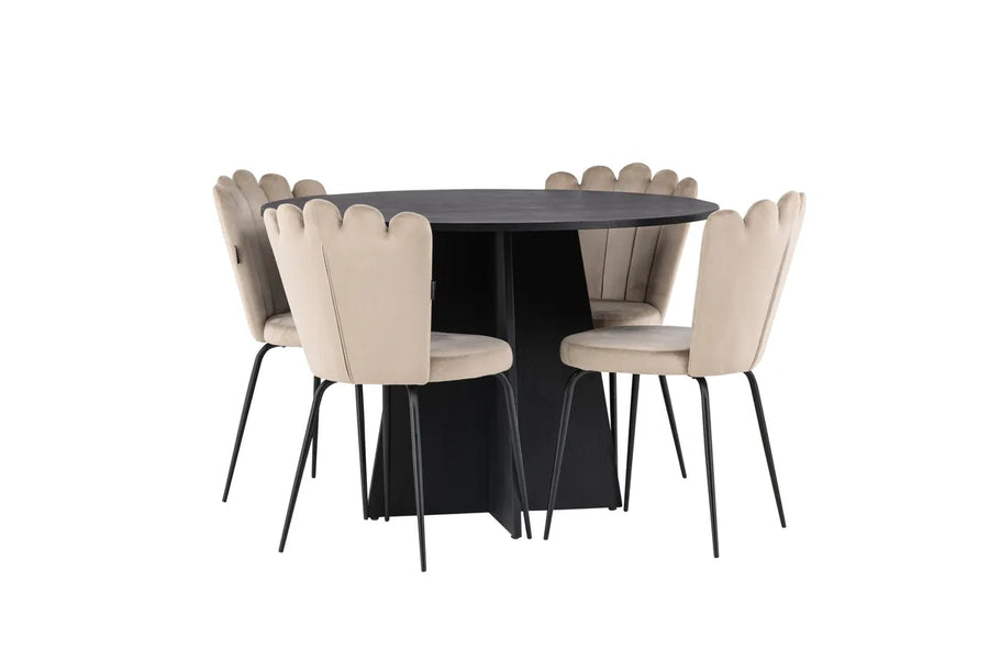 Spisegruppe Limhamn & Bootcut 2-pakk + Rundt ⌀110 – beige og svart