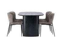 Spisestol Modesto & Isolde 2-pakk + Spisebord ovalt 180 x 90 – brun og svart