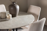 Spisegruppe rund ⌀110 med 2-pakk spisestoler – beige