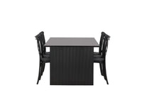 Spisestol 2-pakk + Rektangulært spisebord 200 × 100 – svart