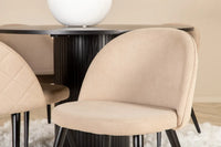 Spisegruppe Bianca & Velvet rund ⌀110 2-pakk – svart og beige